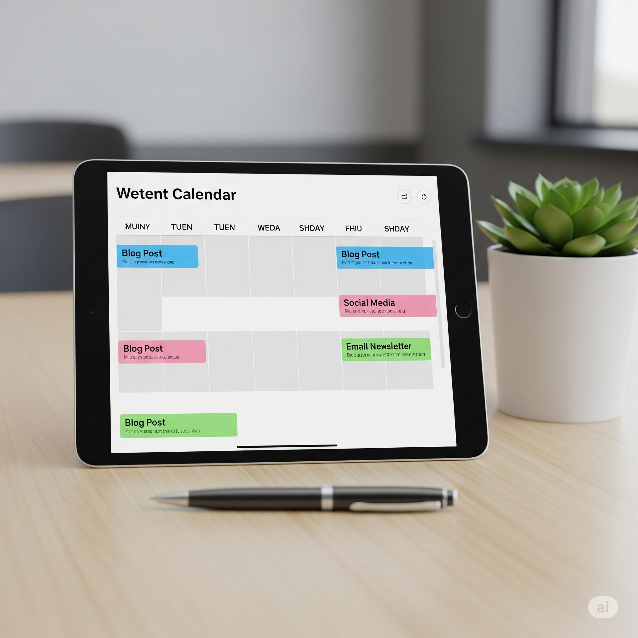 Weekly Content Calendar