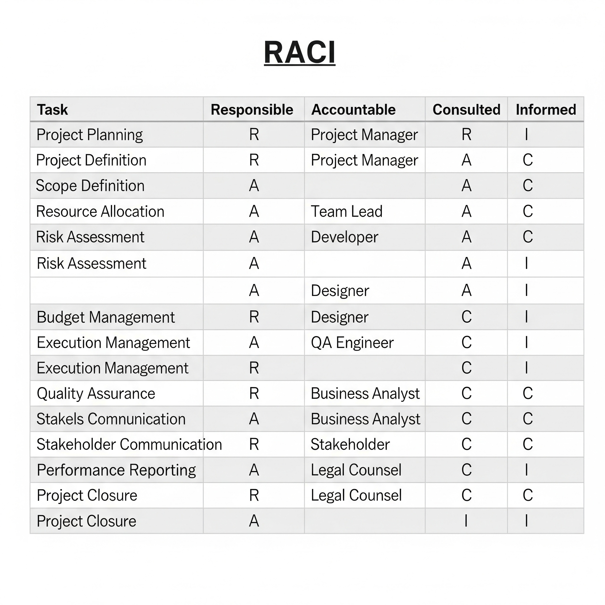 Team Roles & Responsibilities Matrix